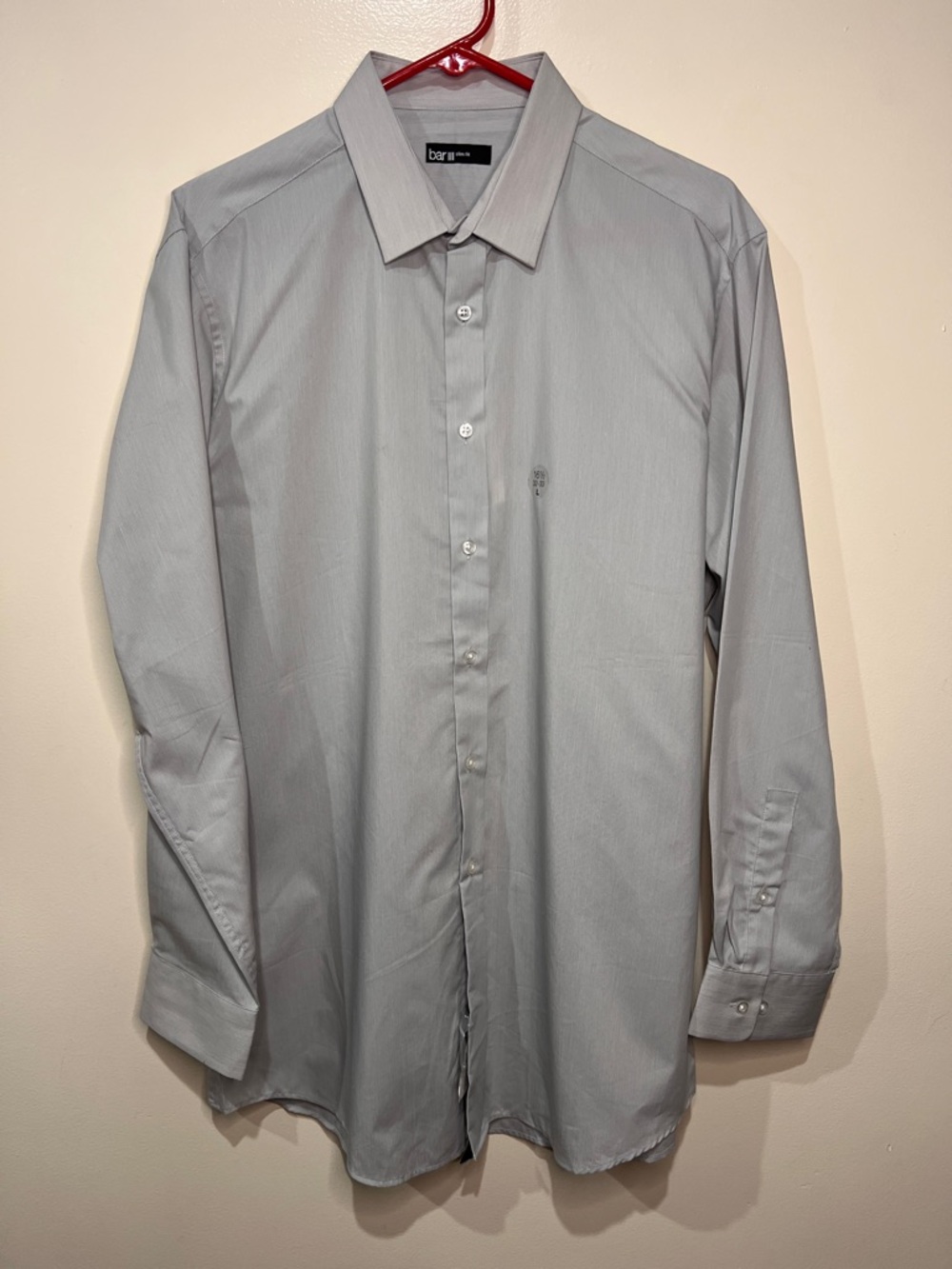 Bar III Slim Fit Dress Shirt 16.5 32/33 Gray White Striped NWT Mens Button Up
